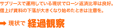 サブリースで運用している現状でローン返済比率は良好。借上げ賃料の下落が大きくなり始めたときは注意を。➡ 現状で経過観察